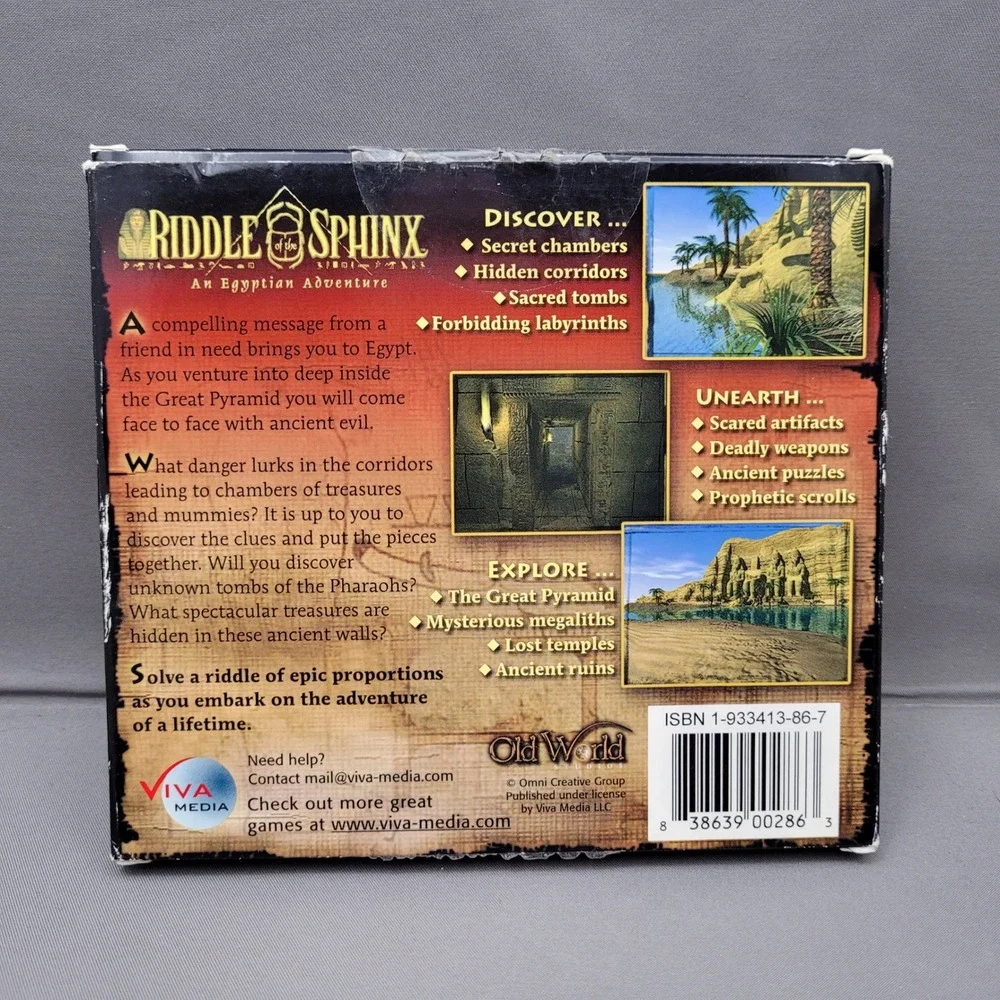 Riddle of the Sphinx An Egyptian Adventure (PC CD-ROM, 2000) Viva Media